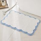 Tapete de banho Ohocut Luxury Microfiber White com tubulação azul