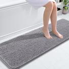 Tapete de banho OLANLY Chenille Extra Macio Absorvente 150x50cm Cinza
