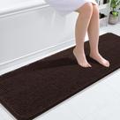 Tapete de banho OLANLY Chenille Extra Macio Absorvente 150x50cm Marrom