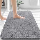 Tapete de banho OLANLY Chenille Extra Macio Absorvente 90x60cm Cinza