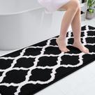 Tapete de banho OLANLY Tapetes de banheiro de microfibra macia 150x60cm preto