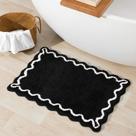 Tapete de banho ORTIGIA preto com vieira branca antiderrapante 50x80cm