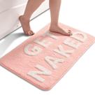 Tapete de banho QJHOMO Get Naked rosa e branco superabsorvente