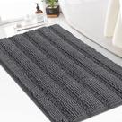 Tapete de banho turquesa Chenille Shaggy 60x90cm cinza antiderrapante