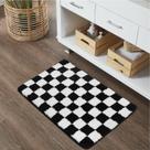 Tapete de banho Uhome preto e branco xadrez 45x65cm de microfibra