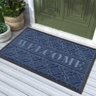 Tapete de boas-vindas Yimobra Outdoor Indoor Waterproof 90x60cm azul