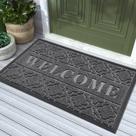 Tapete de boas-vindas Yimobra Outdoor Indoor Waterproof 90x60cm cinza escuro