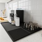 Tapete de café WUDIALIEN de silicone com bordas elevadas 60x40cm preto