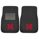 Tapete de carro FANMATS Nebraska 2 peças bordado preto 43x65cm