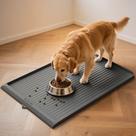Tapete de comida para cães HICOOI impermeável 90x60cm com bordas levantadas cinza