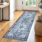 Tapete de corrida lavável SIILOOM 2x6 azul com inspiração vintage