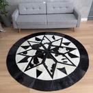 Tapete De Couro 2,00 Mandala Preto E Branco Malhado - Envio Imediato Tapete De Couro 2,00 Mandala Preto E Branco Malhado - Envio Imediato