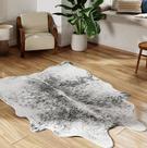 Tapete de couro bovino sintético Native Skins cinza grande 140 cm x 200 cm com estampa de vaca