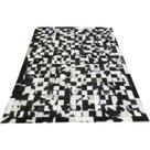 Tapete De Couro Preto E Branco Malhado 1,50x2,00 Com Bordas
