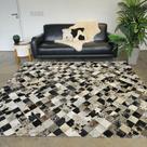 Tapete de Couro Quadriculado Malhado Preto e Branco 2,5x2m com placas de 10cm 0081319 Tapete de Couro Quadriculado Malhado Preto e Branco 2,5x2m com placas de 10cm 0081319
