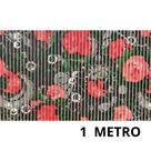 Tapete De Cozinha Floral Preto Vermelho Rosas Antiderrapante 43cm Duna Soft Liso Prático Banheiro
