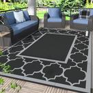 Tapete de exterior GENIMO Impermeável 180cm x 270cm Preto e Cinza