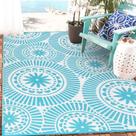 Tapete de exterior Ileading 152x244cm impermeável reversível azul-petróleo