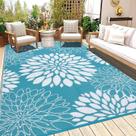 Tapete de exterior Ileading 183x274cm impermeável reversível azul-petróleo
