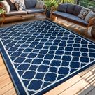 Tapete de exterior PASAMIC 274x366 cm Impermeável Reversível Azul Marinho