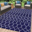 Tapete de exterior Smiry 152x244 cm impermeável reversível azul marinho