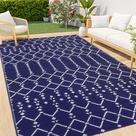 Tapete de exterior Smiry 244x305 cm impermeável reversível azul marinho