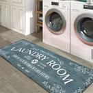 Tapete de lavanderia Runner Lahome Farmhouse 50x150cm Cyan