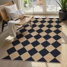 Tapete de pátio ao ar livre Lahome Checkered Easy Jute 91x152cm