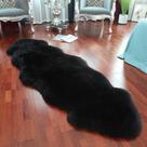 Tapete de pele de carneiro LLB Tapete de pele genuína 60x180cm preto