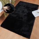 Tapete de pele de coelho sintética ORINOVA preto para sala de estar 60x90cm
