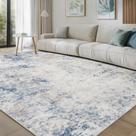 Tapete de pêlo baixo lavável azul bege Srugn 203x254cm Tapete de pêlo baixo lavável azul bege Srugn 203x254cm