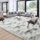 Tapete de pelúcia Merelax Shaggy 274x366 cm tingido de cinza branco