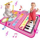 Tapete de piano de brinquedo musical 2 em 1 Montessori para menina de 1 a 2 anos