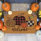 Tapete de porta CXQRR Hello Pumpkin Welcome Coir 43x75cm
