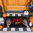 Tapete de porta de Halloween TYUU Skeleton antiderrapante 43x76cm