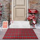 Tapete de porta de Natal KIMODE vermelho/preto Buffalo Plaid 70x110cm Tapete de porta de Natal KIMODE vermelho/preto Buffalo Plaid 70x110cm