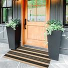 Tapete de porta KIMODE Fall Front preto/algodão cáqui 60x130cm lavável