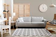 Tapete De Sala Antiderrapante 2,50M x 1,32M Arabesco Geométrico Branco e Preto