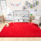 Tapete DETUM 122x183 cm Vermelho Fofo Antiderrapante Lavável Tapete DETUM 122x183 cm Vermelho Fofo Antiderrapante Lavável