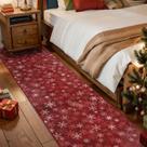 Tapete Dotiiorug Christmas 60x240cm Lavável Floco de Neve Vermelho