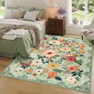Tapete DUKINO Floral verde de 4 x 6 pés para sala de estar, quarto