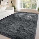 Tapete DweIke 152x244 cm Pelúcia Cinza Escuro Antiderrapante
