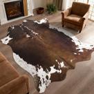 Tapete DweIke Estampa de Couro Bovino Sintético 140x158 cm Marrom Escuro