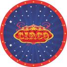 Tapete em Lona Redondo Circo Vermelho e Azul