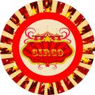 Tapete em Lona Redondo Circo Vermelho e Fogo