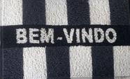 Tapete em vinil 60 x 40 capacho alvinegro preto e branco Tapete em vinil 60 x 40 capacho alvinegro preto e branco