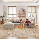 Tapete Finrec Tan para quarto e sala de estar 120x180cm Fluffy