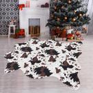 Tapete Fixseed Cow Print 160 cm x 190 cm, antiderrapante para decoração de casa