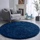 Tapete FJZFING azul marinho ultramacio de pelúcia moderno 180x180cm Tapete FJZFING azul marinho ultramacio de pelúcia moderno 180x180cm