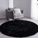Tapete FJZFING de pelúcia ultramacio Modern Circle 180 cm preto